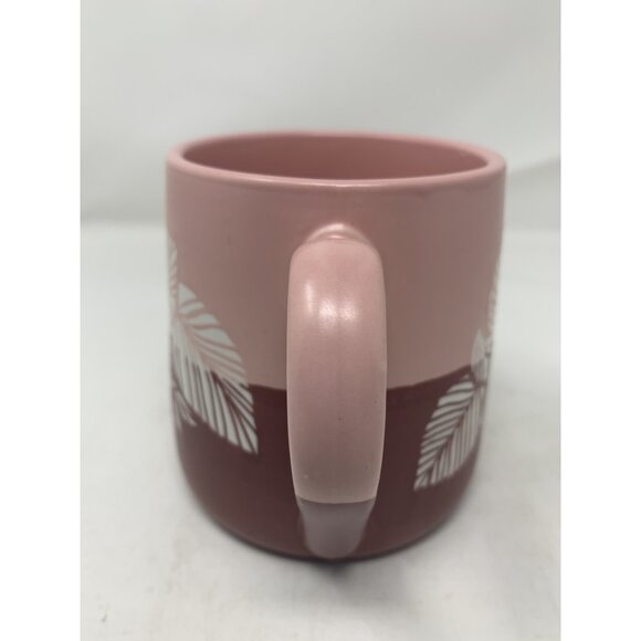 Sheffield Home Positive Vibes Embossed Flower PInk/Brown 16 oz Mug 4"Tall - Picture 2 of 5